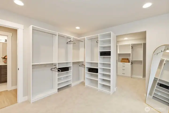 Custom closet systems thoughtfully designed for organization and ease.