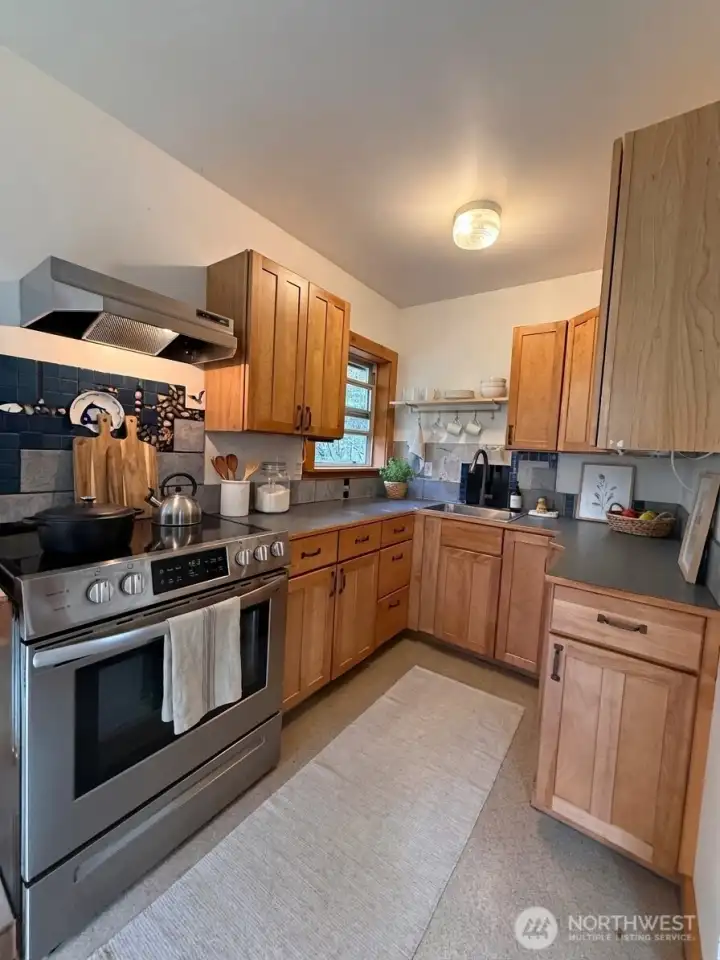 Lovely kitchen opens into the living room