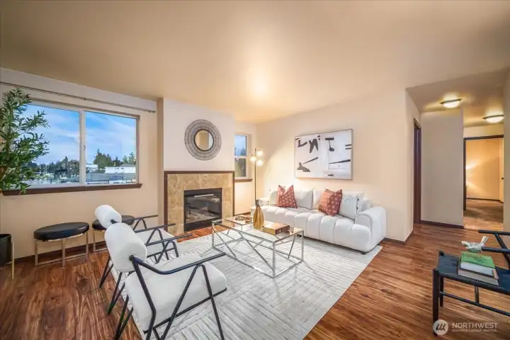 Living room with gas fireplace