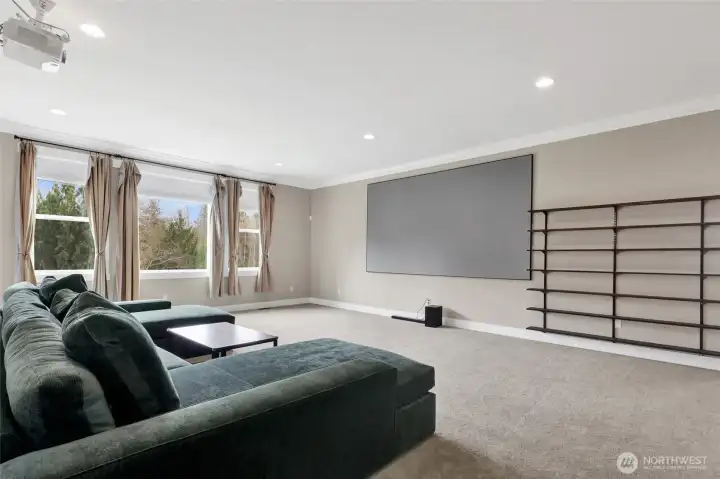 The family room has a movie screen