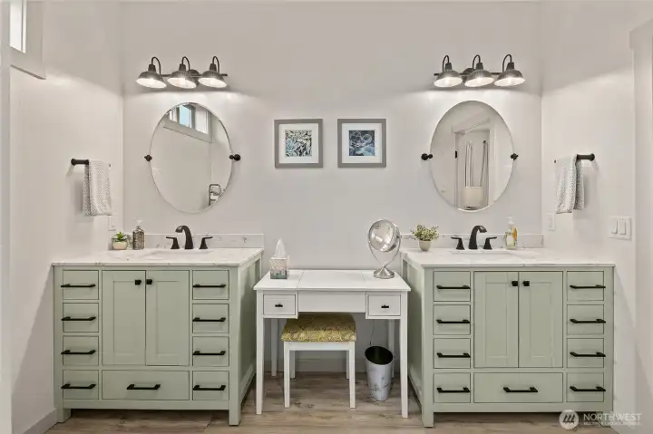Double vanity in primary suite.