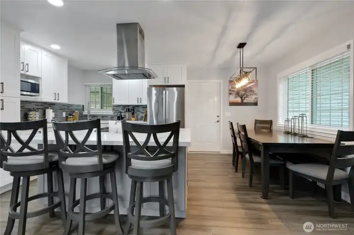 Stainless steele appliances and updated counters and backsplash and flooring and all new interior paint!