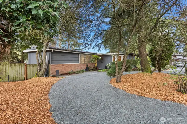 Large U-shaped driveway for plenty of parking and easy turnarounds