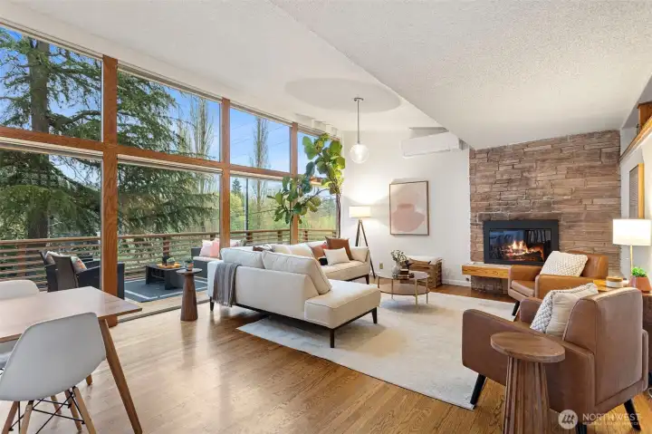 Large floor to ceiling windows flood the space with light!