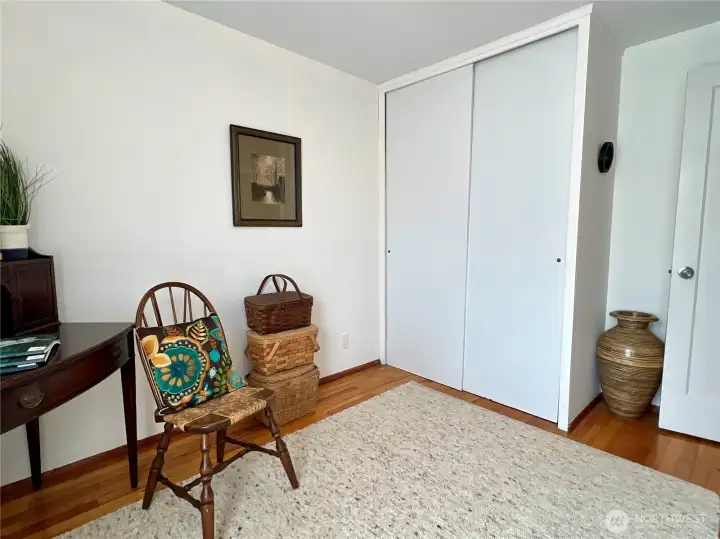 This room has 2 closets. If more room is desired, this closet could easily be removed.