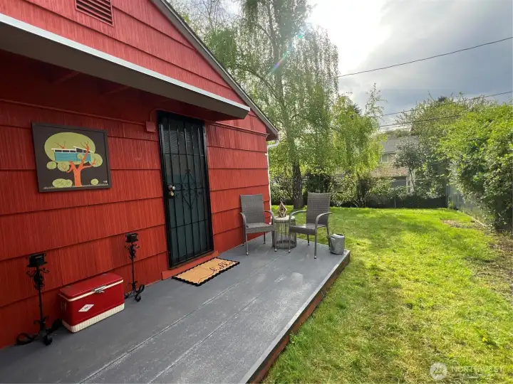 The back deck has room for a BBQ and seating. Imagine dining al fresca here during the long summer evenings.