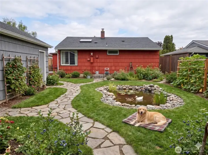 AI generated photo of backyard. Buyer to verify set backs and permitting for addtional structures.