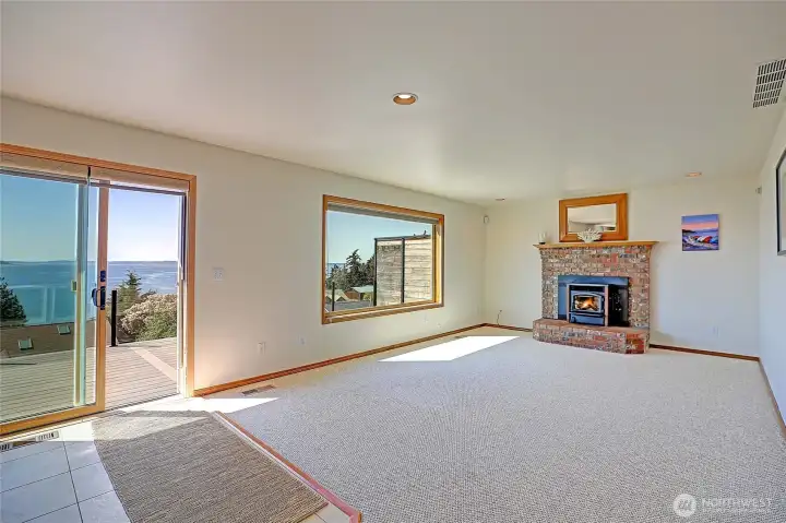 Main Level Fireside Family Room w/ Views, Open to Deck~