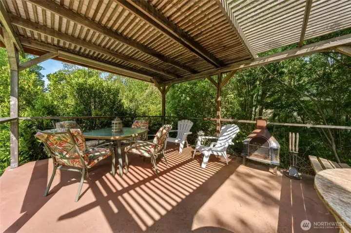 Gazebo near creek.