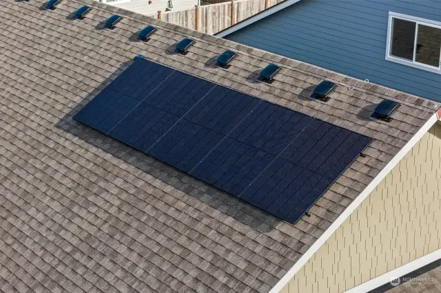 Silfab solar panels. Photo of a similar home, not actual.