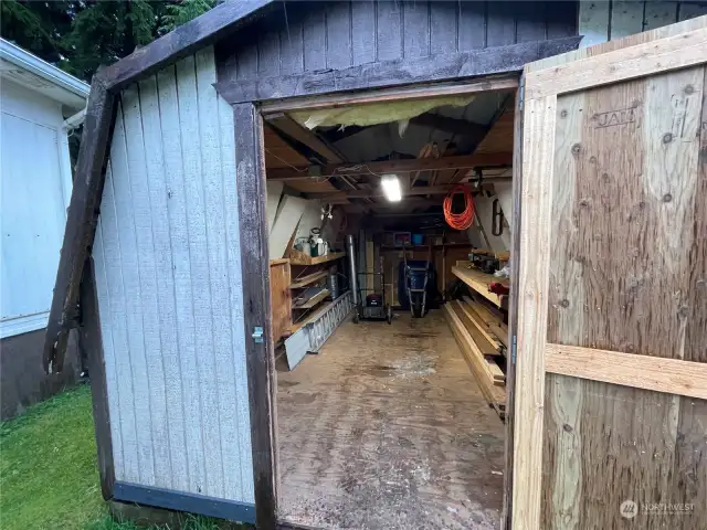 The shed has electricity!