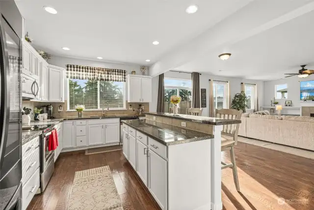 Roomy kitchen with a great breakfast bar island.