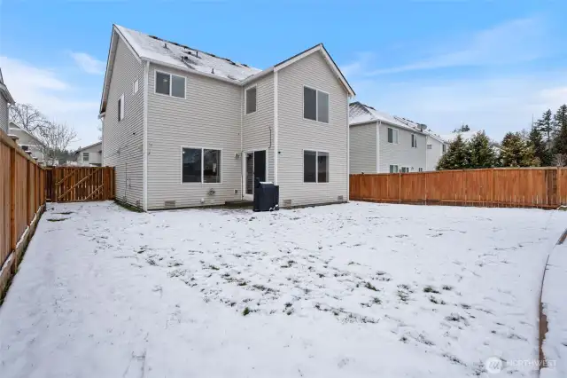 Fully-fenced back yard.