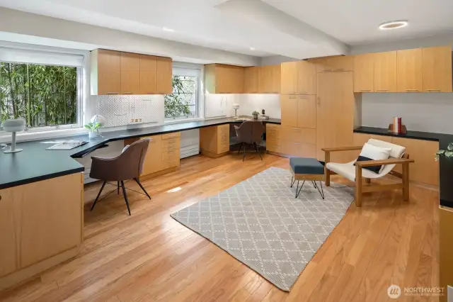 -This basement-level room is excellent for passions and professionalism: Use it as a craft studio, home office, or workout space!
