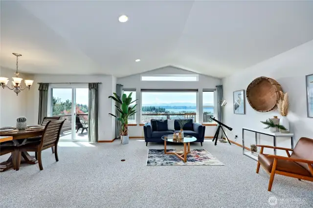 Lovely light filled open concept with expansive Hood Canal and Olympic Mt Views from every window