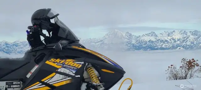 Snow machine trails through out the area