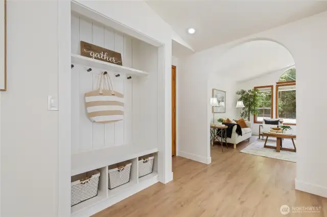 A place for everything! Notice the coved entry to the living room!