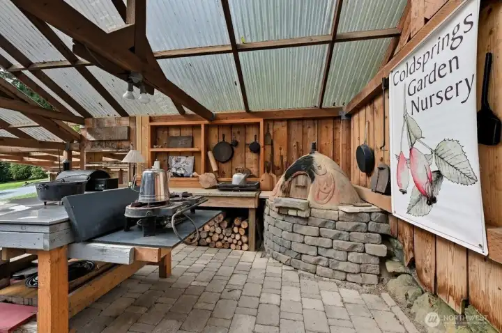 Clay pizza oven.