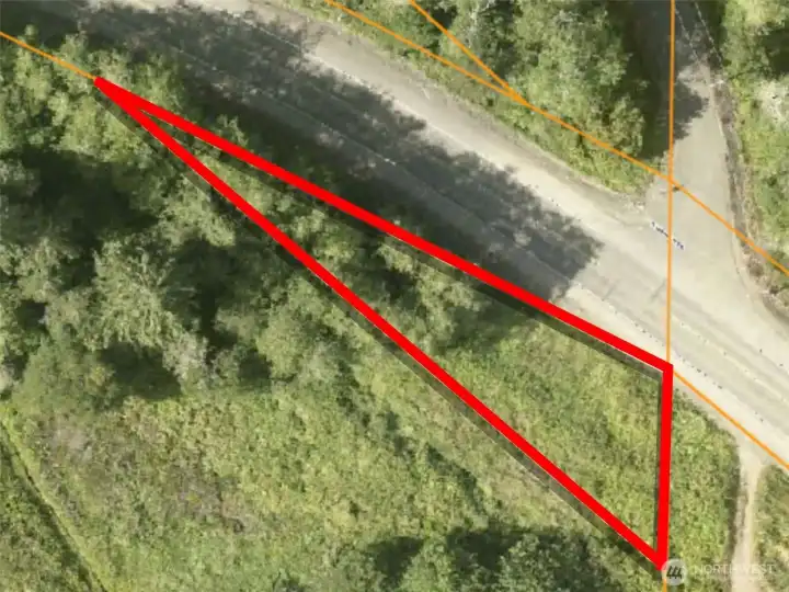 Overhead view with approximate boundaries in red.