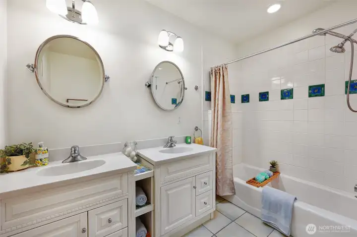Second floor bath is simple and timeless
