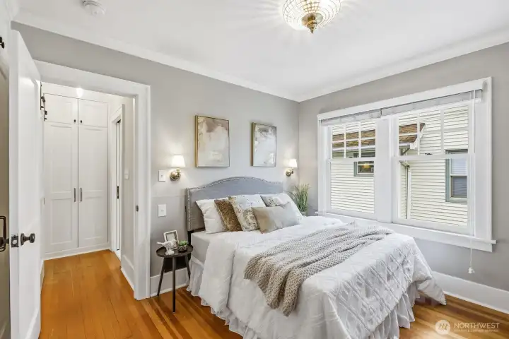 Main floor bedroom with ample closet space.