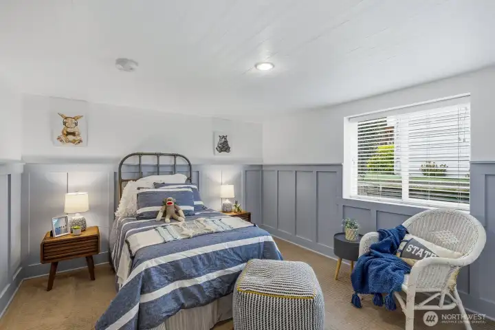 One of two bedrooms located downstairs.