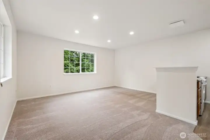 The Bonus  room over the garage has soft, new carpet underfoot and fresh paint throughout. It's a fabulous flex offering lots of options.