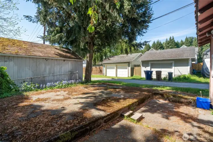 Parking space off alley.
