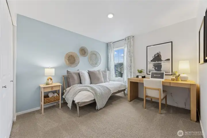 This versatile secondary bedroom features a bright window and lots of space. Photos are representative only and may display different colors and or upgrades.