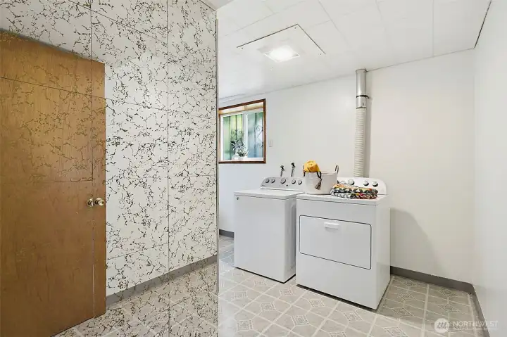 Retro Mirror Feature in Lower Level Bath/Laundry Entry