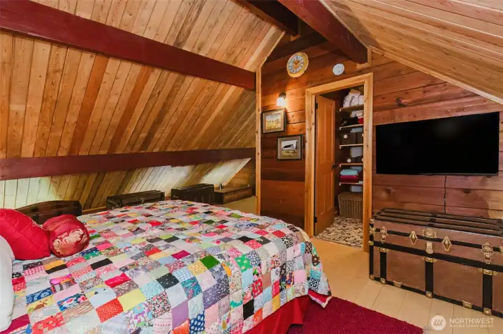 Expansive cedar ceilings in the loft