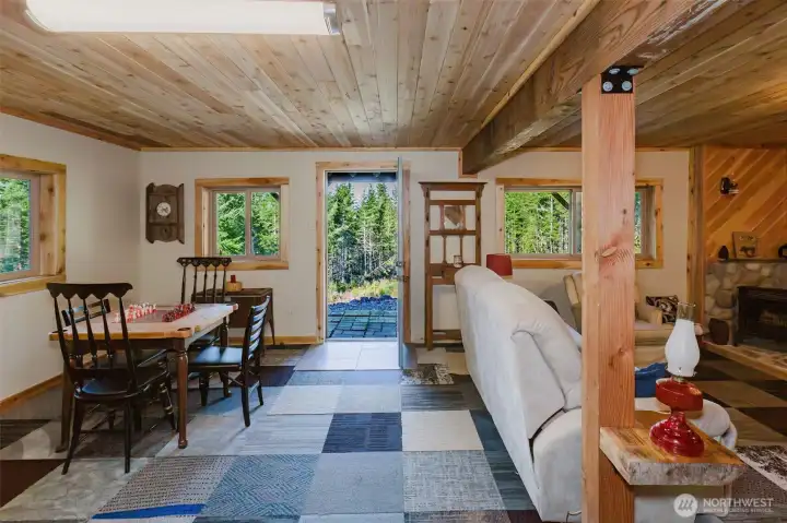 Downstair dining and entry to back yard