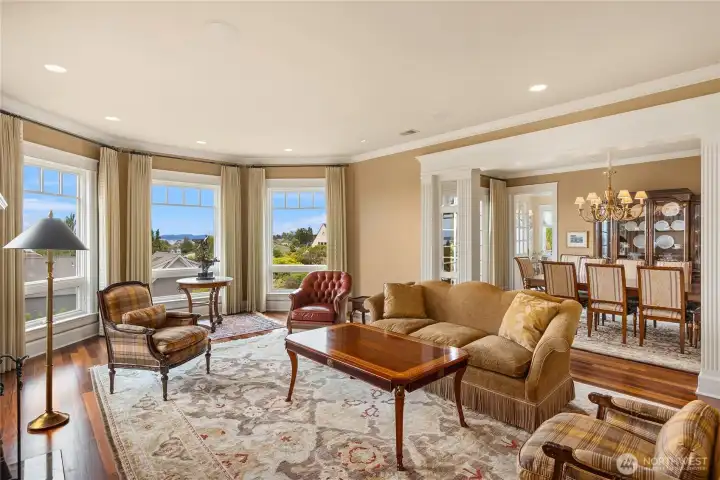 Looking from the living room to the formal dining room.