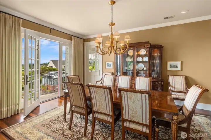 The formal dining room with Juliet balcony