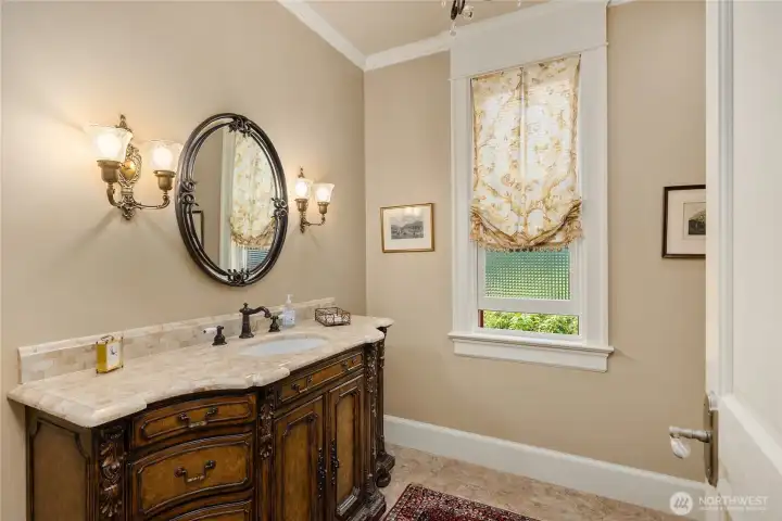 The guest lavatory on the main floor.