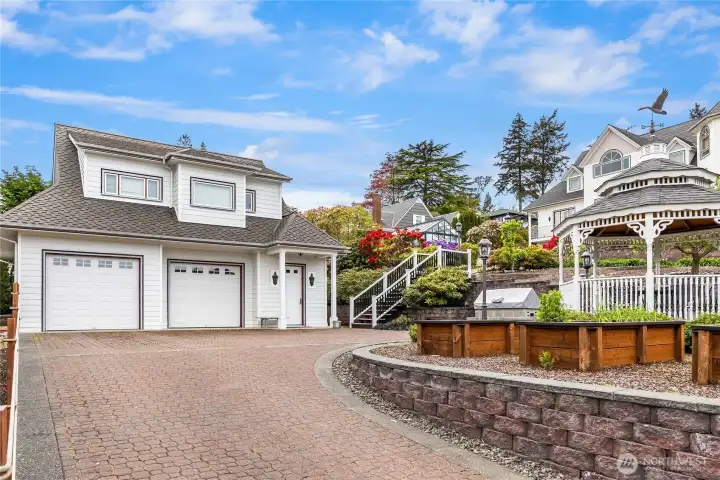The guest house with private entrance and two car garage.