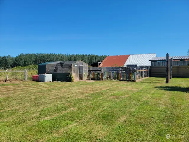 Greenhouse, garden and composting area