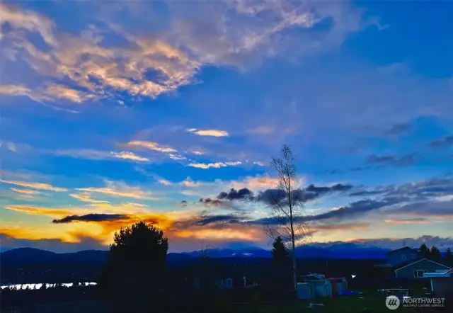 Sunset views towards the Olympics
