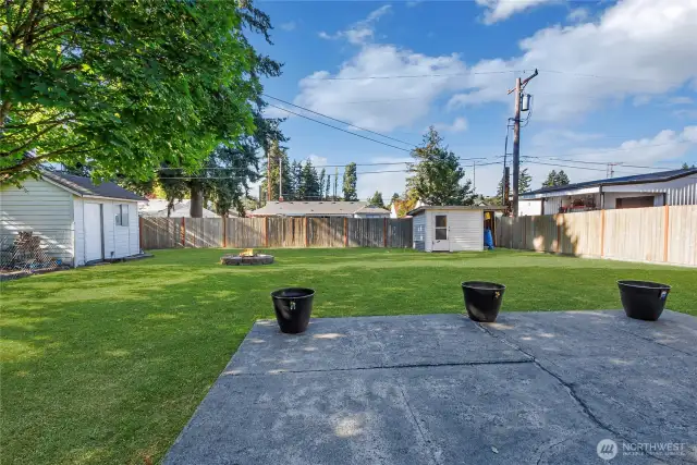 Wonderful backyard for games, bar-be-que or relaxing.  Two shed for storage or ?
