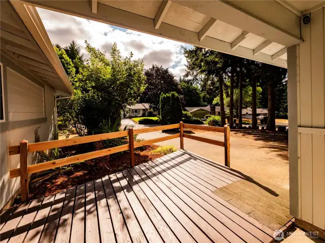 GOOD SIZED DECK OFF FRONT PORCH