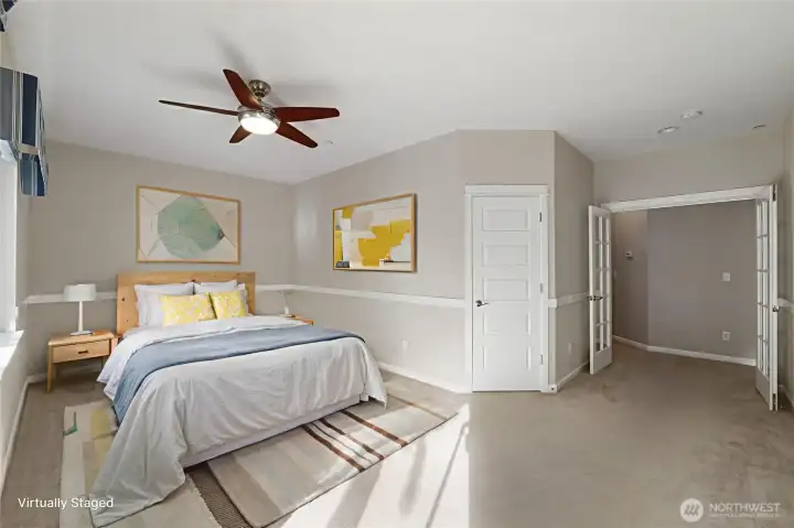Bedroom 2 w/Ceiling fan virtually staged