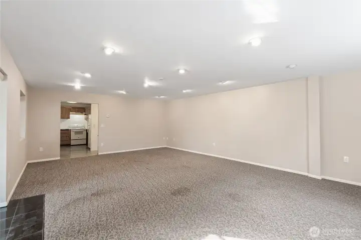 Lower level light-filled living room.