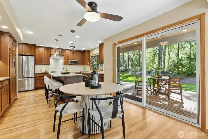 Eat in or sit out on the covered deck.