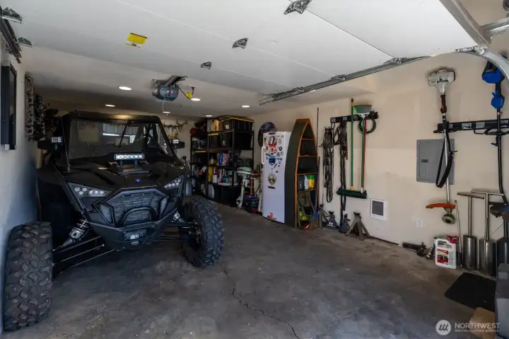 garage with loft area for storage