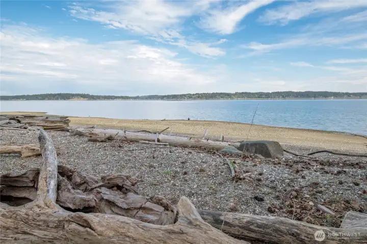 Your beach....and view..Mt Rainier really is there as well - she's just not cooperating at the moment.