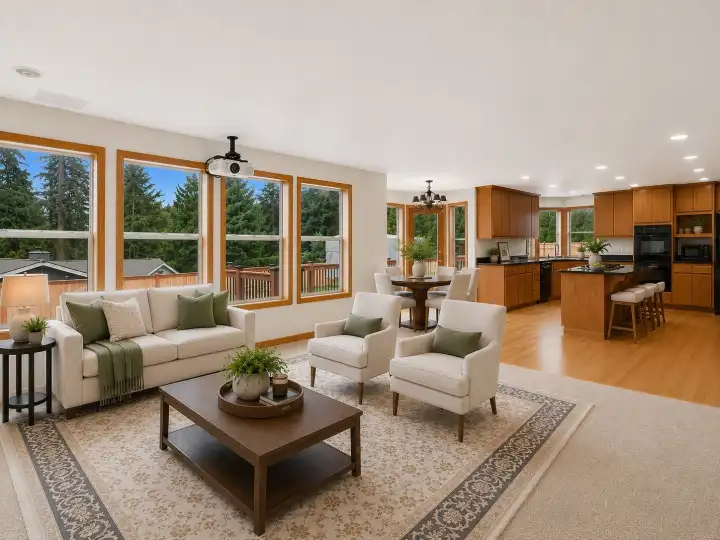 Open concept living! Virtual staging to show potential