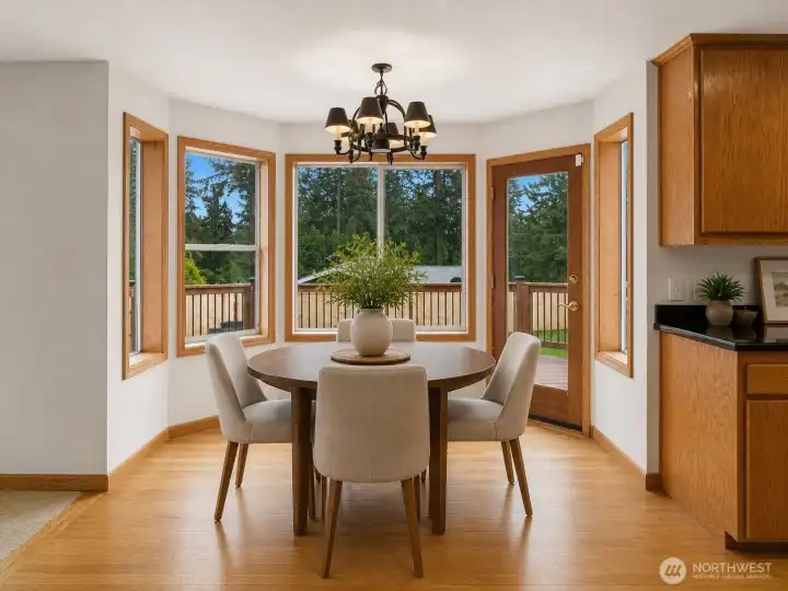 Eating space off the kitchen and living room