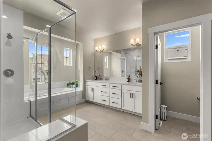 Soaking tub, Tiled shower, watercloset Soaking tub, Tiled shower, watercloset