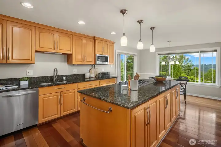 Grand kitchen with huge entertaining island.
