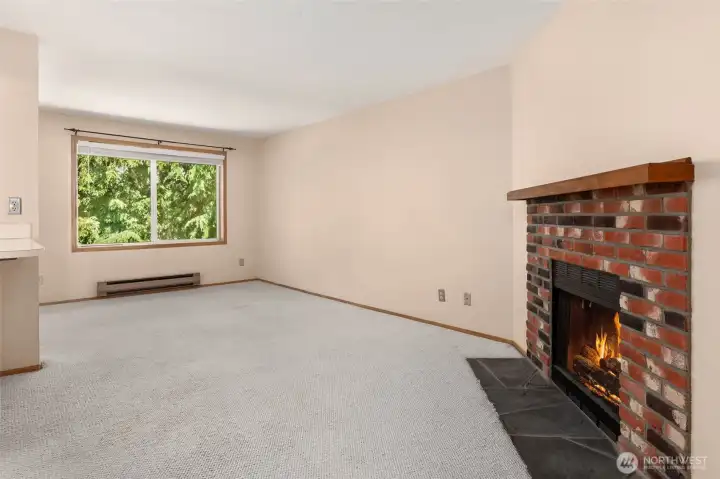 Looking from the entry of the bedroom out towards the living room.